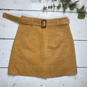Yellow Corduroy Mini Skirt Skort With Belt S